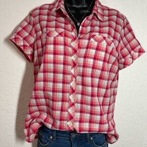 Eddie Bauer Red and White Plaid Shirt